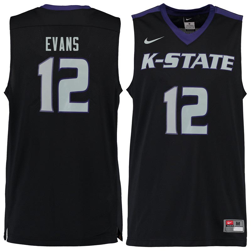 Men #12 Mike Evans Kansas State Wildcats College Basketball Jerseys Sale-Black